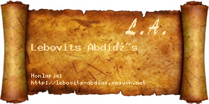 Lebovits Abdiás névjegykártya